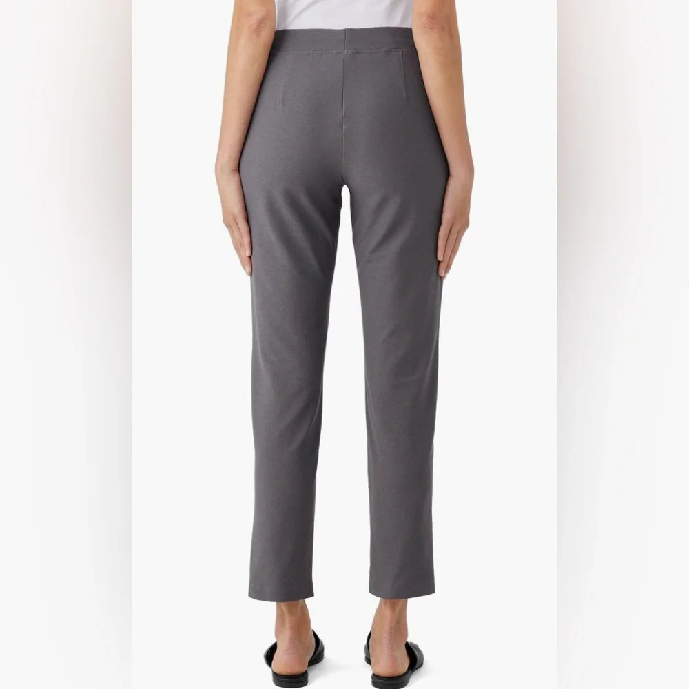 Eileen Fisher Slim Fit, Ankle Length Washable Stretch Crepe Pant in Meteor - Picture 6 of 6